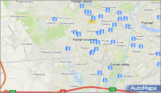 mapa Raszyn gmina Poznań, Raszyn gmina Poznań na mapie Targeo
