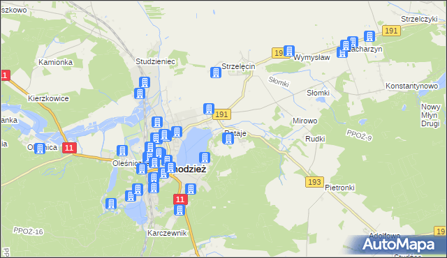 mapa Rataje gmina Chodzież, Rataje gmina Chodzież na mapie Targeo