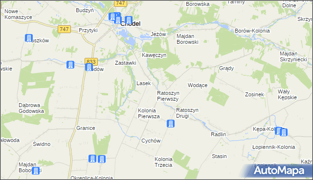 mapa Ratoszyn Pierwszy, Ratoszyn Pierwszy na mapie Targeo