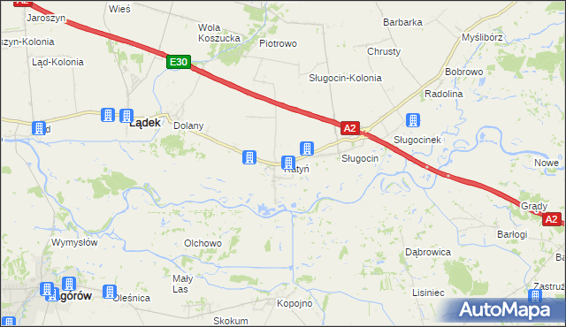 mapa Ratyń gmina Lądek, Ratyń gmina Lądek na mapie Targeo