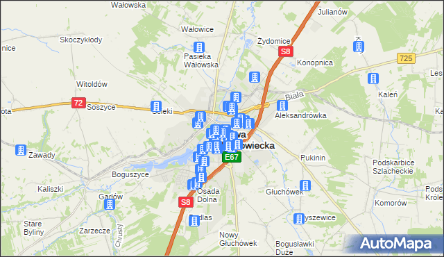 mapa Rawa Mazowiecka, Rawa Mazowiecka na mapie Targeo