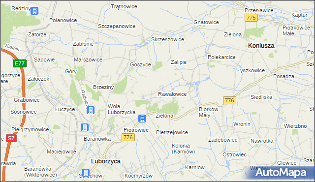 mapa Rawałowice, Rawałowice na mapie Targeo
