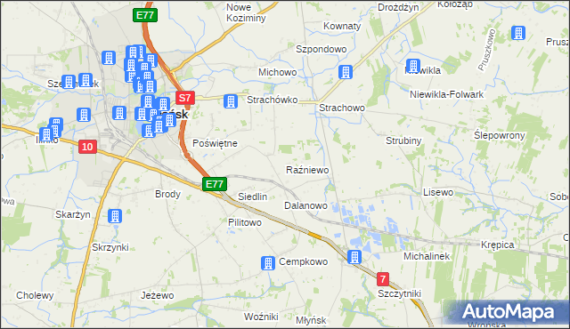 mapa Raźniewo, Raźniewo na mapie Targeo