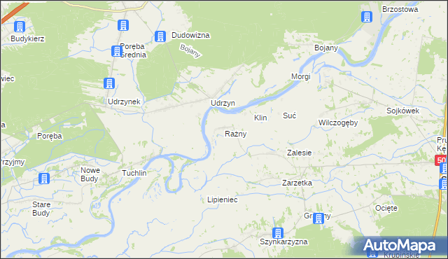 mapa Rażny, Rażny na mapie Targeo