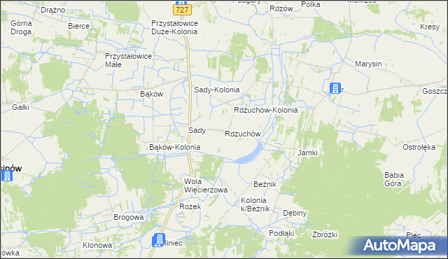 mapa Rdzuchów, Rdzuchów na mapie Targeo
