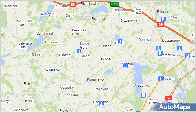 mapa Rębiska gmina Szemud, Rębiska gmina Szemud na mapie Targeo