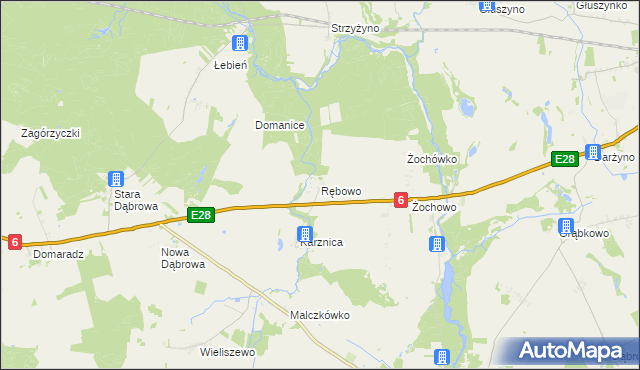 mapa Rębowo gmina Potęgowo, Rębowo gmina Potęgowo na mapie Targeo