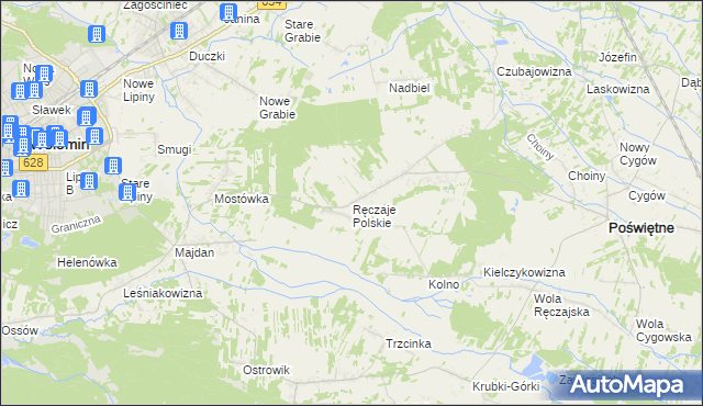 mapa Ręczaje Polskie, Ręczaje Polskie na mapie Targeo