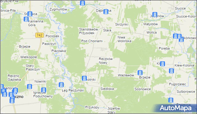 mapa Reczków Nowy, Reczków Nowy na mapie Targeo
