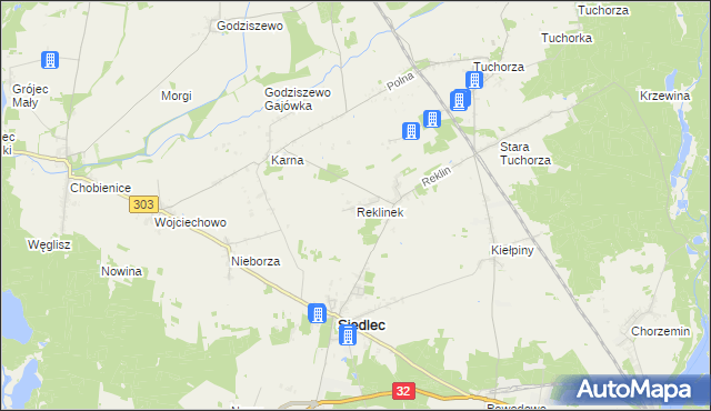 mapa Reklinek, Reklinek na mapie Targeo