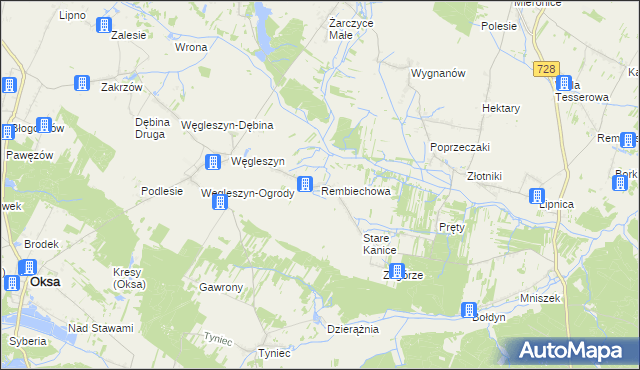 mapa Rembiechowa, Rembiechowa na mapie Targeo