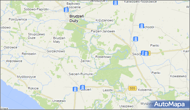 mapa Robertowo, Robertowo na mapie Targeo