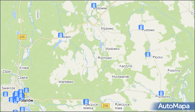 mapa Rochowo, Rochowo na mapie Targeo