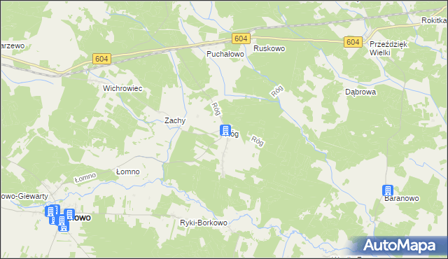 mapa Róg gmina Janowo, Róg gmina Janowo na mapie Targeo