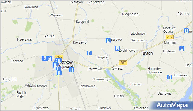 mapa Rogalin gmina Piotrków Kujawski, Rogalin gmina Piotrków Kujawski na mapie Targeo