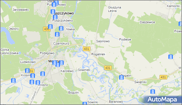 mapa Rogalinek, Rogalinek na mapie Targeo