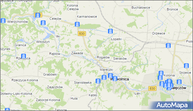 mapa Rogalów gmina Wąwolnica, Rogalów gmina Wąwolnica na mapie Targeo