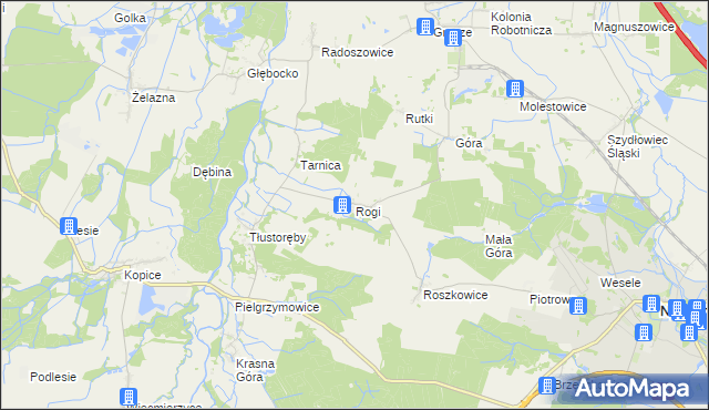 mapa Rogi gmina Niemodlin, Rogi gmina Niemodlin na mapie Targeo