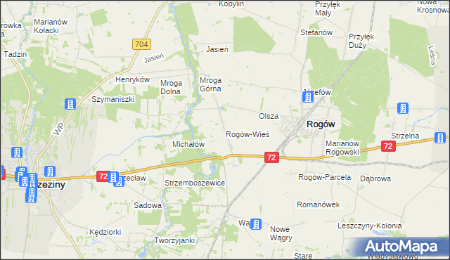 mapa Rogów-Wieś, Rogów-Wieś na mapie Targeo