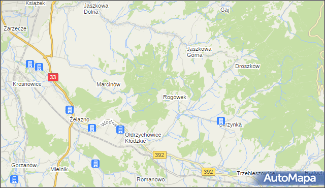 mapa Rogówek gmina Kłodzko, Rogówek gmina Kłodzko na mapie Targeo