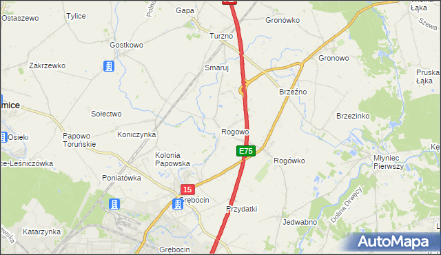 mapa Rogowo gmina Lubicz, Rogowo gmina Lubicz na mapie Targeo