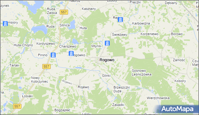 mapa Rogowo powiat rypiński, Rogowo powiat rypiński na mapie Targeo