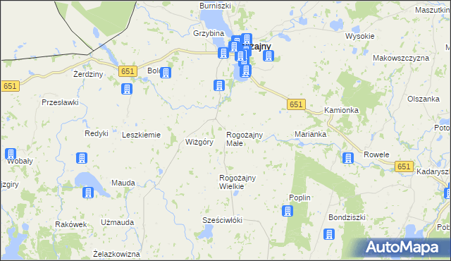 mapa Rogożajny Małe, Rogożajny Małe na mapie Targeo