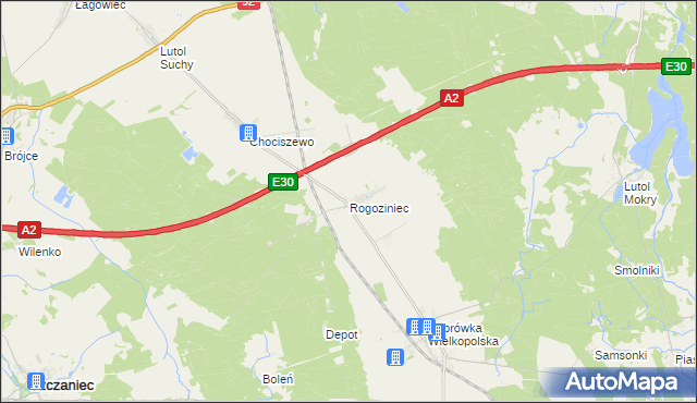 mapa Rogoziniec, Rogoziniec na mapie Targeo