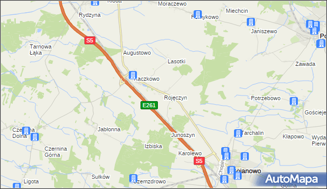 mapa Rojęczyn, Rojęczyn na mapie Targeo