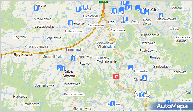 mapa Rokiciny Podhalańskie, Rokiciny Podhalańskie na mapie Targeo