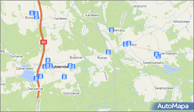 mapa Rokita gmina Przybiernów, Rokita gmina Przybiernów na mapie Targeo