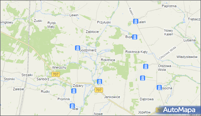 mapa Rokitnica gmina Nowe Miasto nad Pilicą, Rokitnica gmina Nowe Miasto nad Pilicą na mapie Targeo