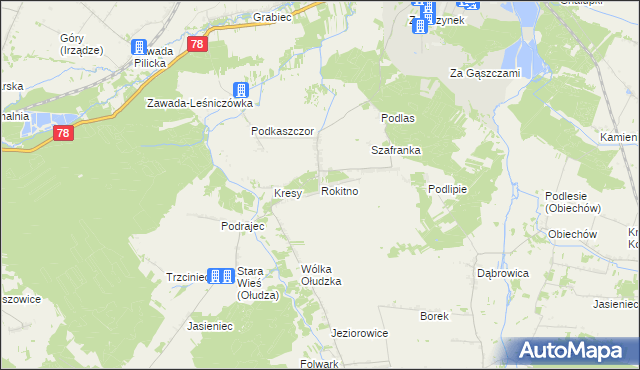 mapa Rokitno gmina Szczekociny, Rokitno gmina Szczekociny na mapie Targeo