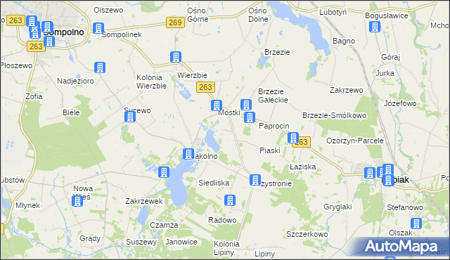 mapa Romanowo gmina Sompolno, Romanowo gmina Sompolno na mapie Targeo