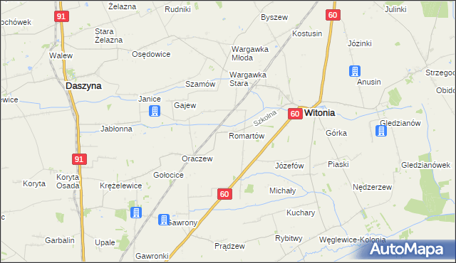 mapa Romartów, Romartów na mapie Targeo