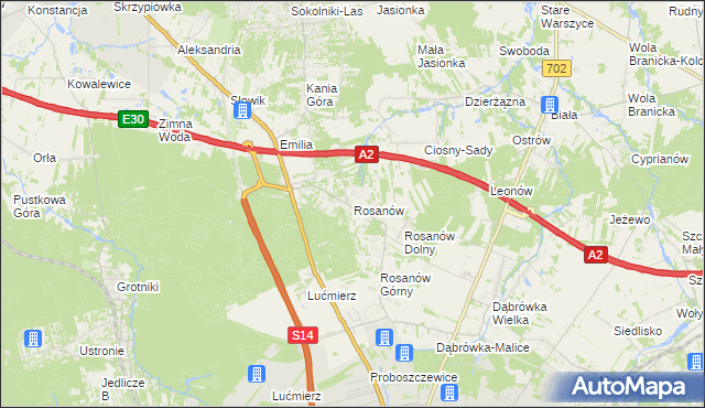 mapa Rosanów, Rosanów na mapie Targeo