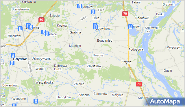 mapa Rososz gmina Chynów, Rososz gmina Chynów na mapie Targeo