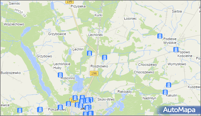 mapa Roszkowo gmina Skoki, Roszkowo gmina Skoki na mapie Targeo