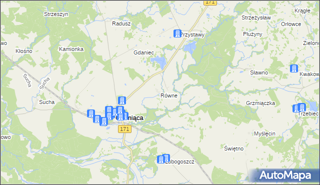 mapa Równe gmina Grzmiąca, Równe gmina Grzmiąca na mapie Targeo