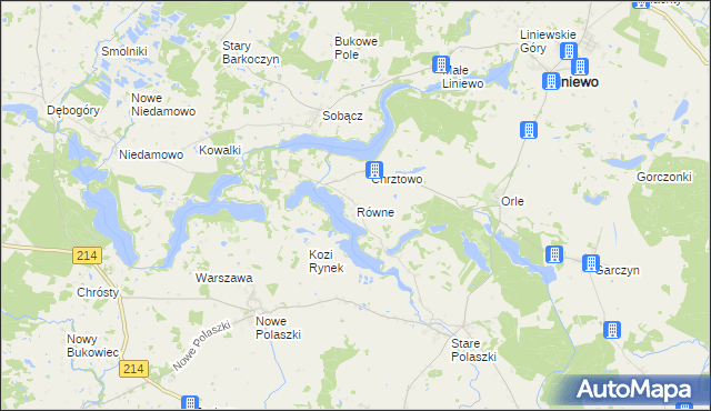 mapa Równe gmina Liniewo, Równe gmina Liniewo na mapie Targeo