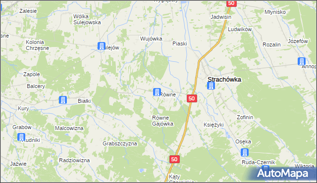 mapa Równe gmina Strachówka, Równe gmina Strachówka na mapie Targeo