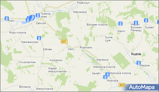 mapa Równianki, Równianki na mapie Targeo