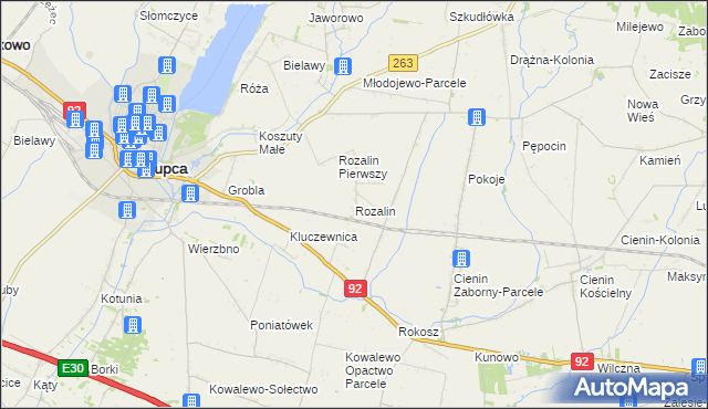 mapa Rozalin gmina Słupca, Rozalin gmina Słupca na mapie Targeo