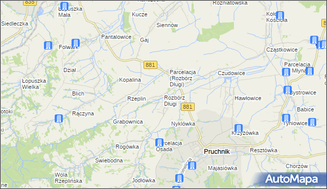 mapa Rozbórz Długi, Rozbórz Długi na mapie Targeo