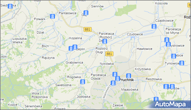 mapa Rozbórz Okrągły, Rozbórz Okrągły na mapie Targeo