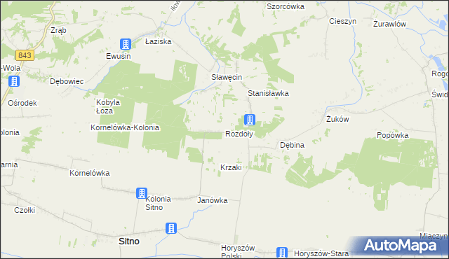 mapa Rozdoły gmina Sitno, Rozdoły gmina Sitno na mapie Targeo
