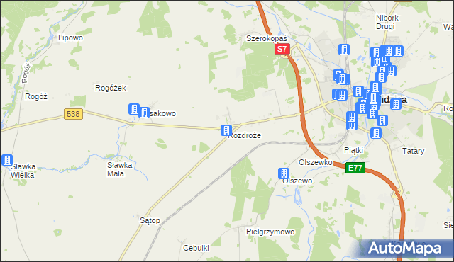 mapa Rozdroże, Rozdroże na mapie Targeo