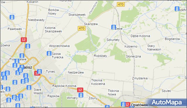 mapa Rożdżały gmina Opatówek, Rożdżały gmina Opatówek na mapie Targeo