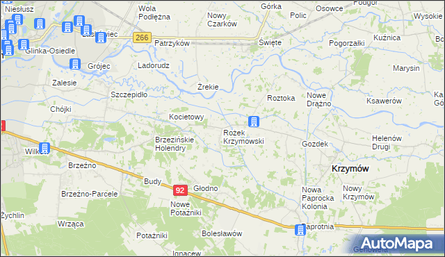 mapa Rożek Krzymowski, Rożek Krzymowski na mapie Targeo
