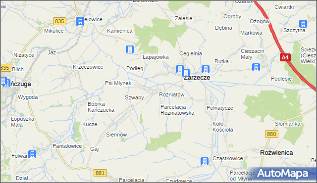 mapa Rożniatów gmina Zarzecze, Rożniatów gmina Zarzecze na mapie Targeo